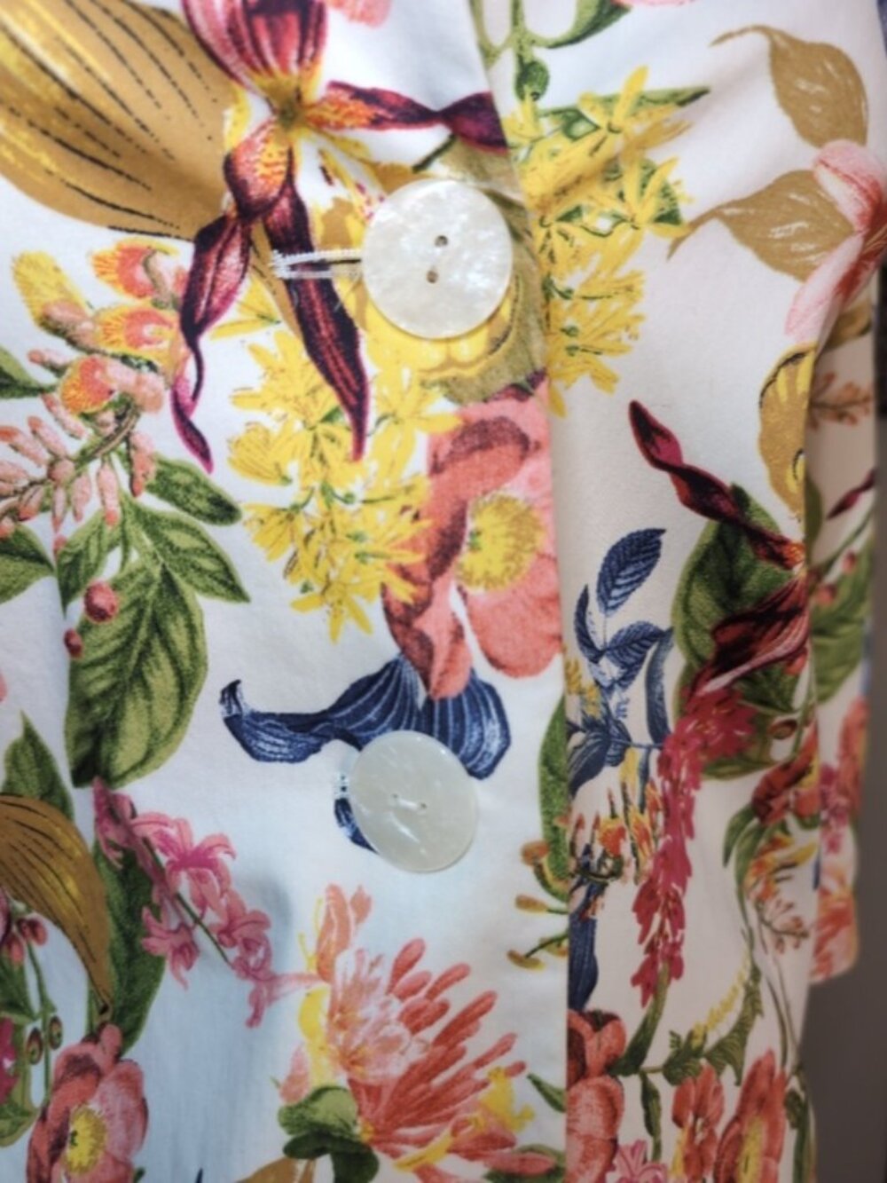 Jessica Floral Blazer Jacket Size 6 Cotton Tailored Mid Length Spring White - Picture 3 of 14